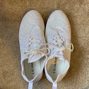 White glitter sneakers
